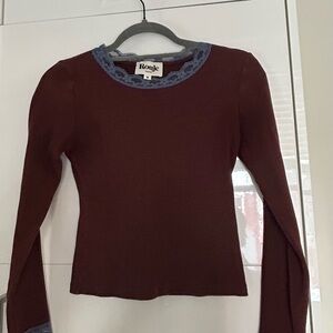 Rouje Long Sleeve Top with Lace Trim